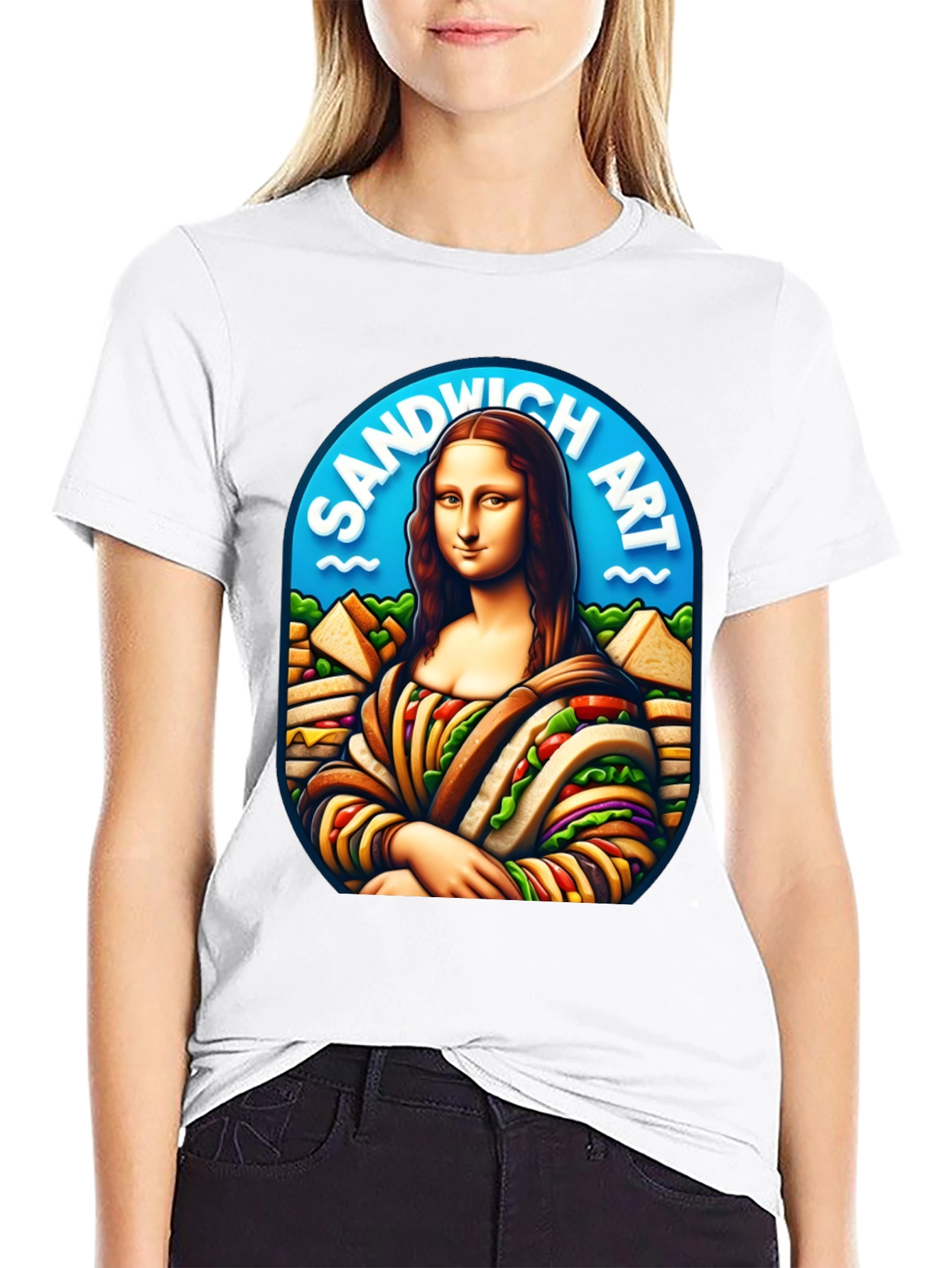 Sandwich Art Mona Lisa Graphic T-Shirt
