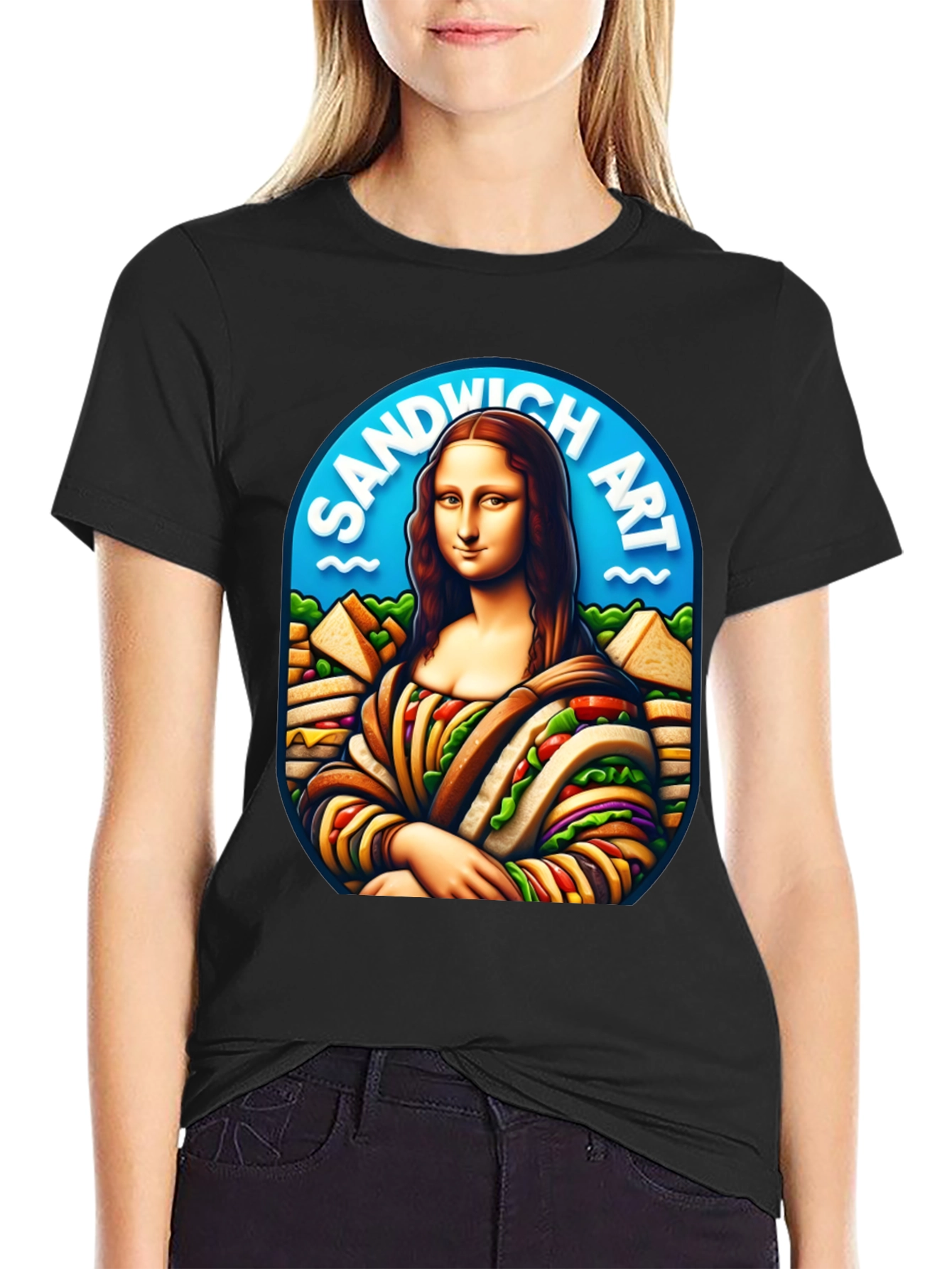 Sandwich Art Mona Lisa Graphic T-Shirt