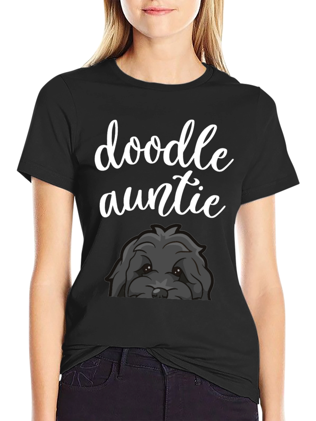 Doodle Auntie Black T-Shirt