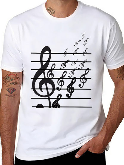 Musical Note Staff Mens Black T-Shirt