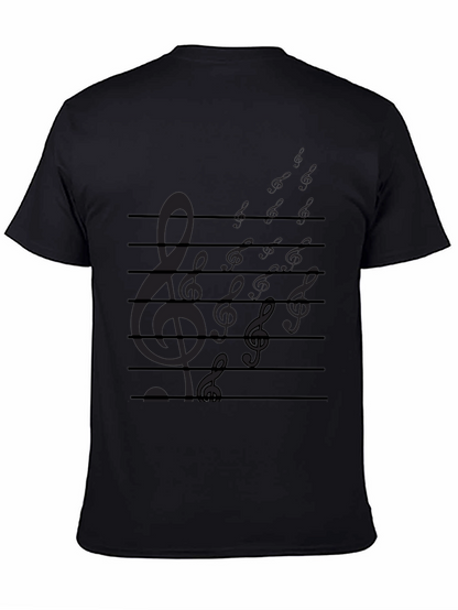 Musical Note Staff Mens Black T-Shirt