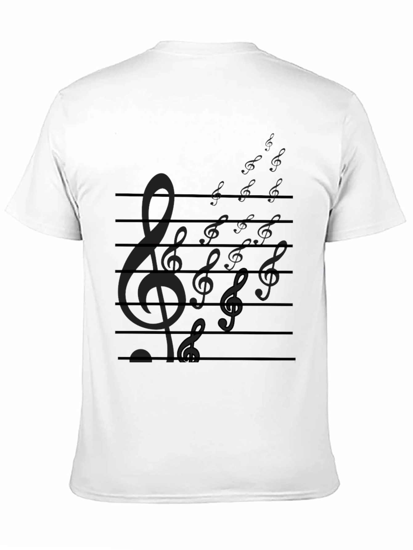 Musical Note Staff Mens Black T-Shirt
