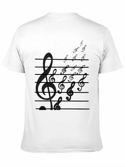 Musical Note Staff Mens Black T-Shirt