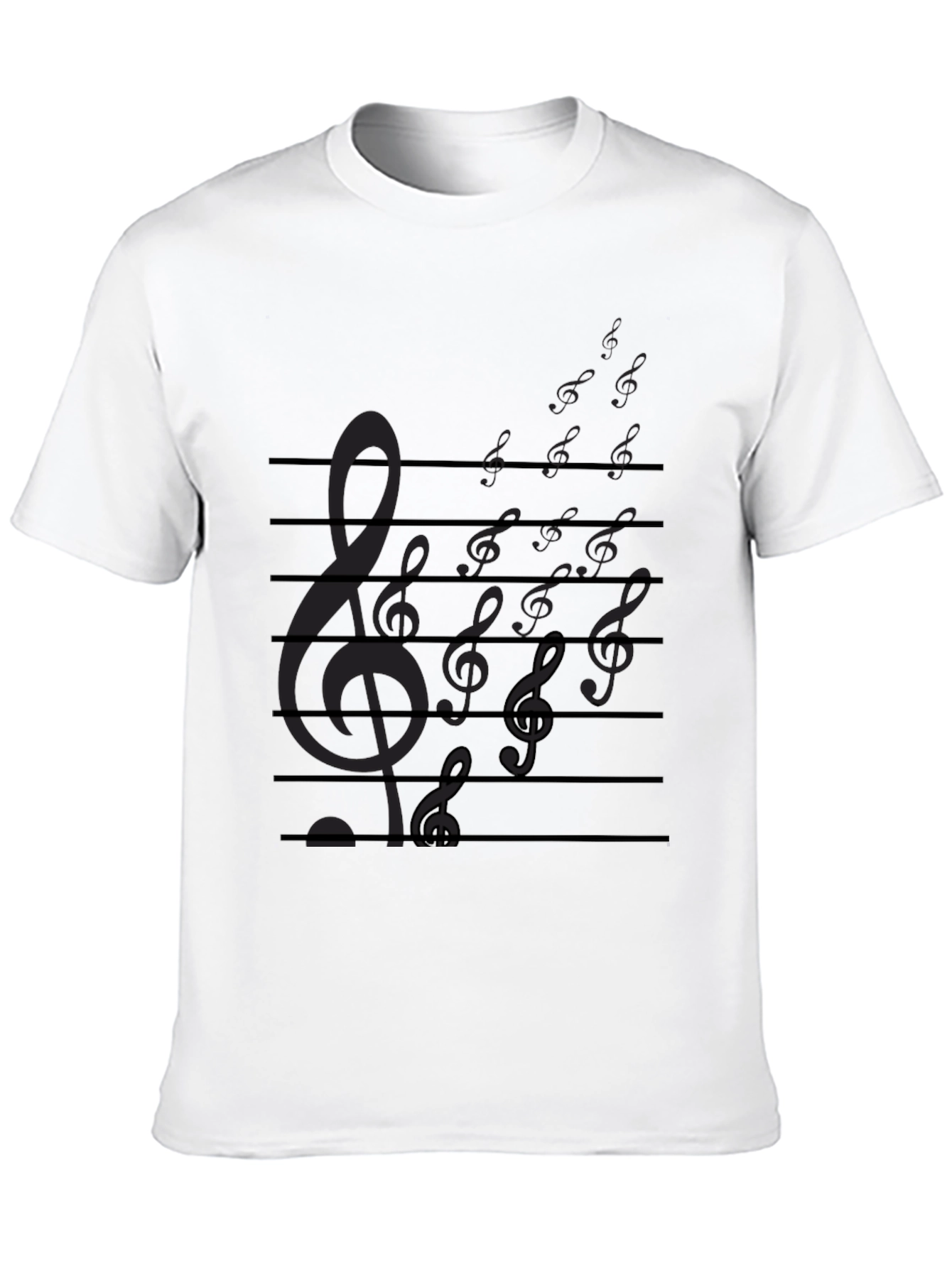 Musical Note Staff Mens Black T-Shirt