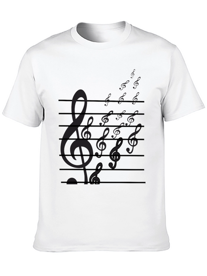 Musical Note Staff Mens Black T-Shirt