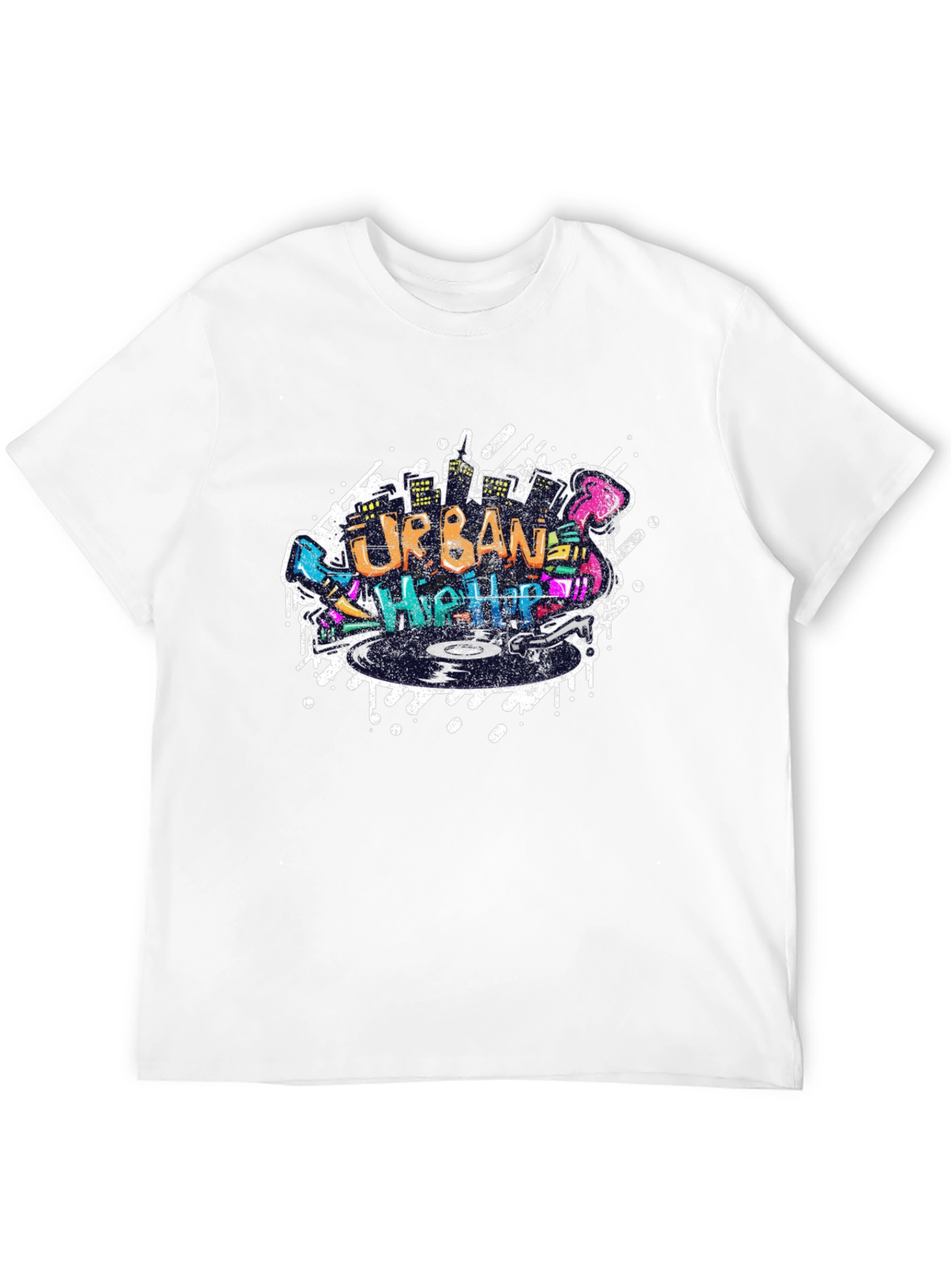 Urban Hip Hop Graphic Print Black T-Shirt