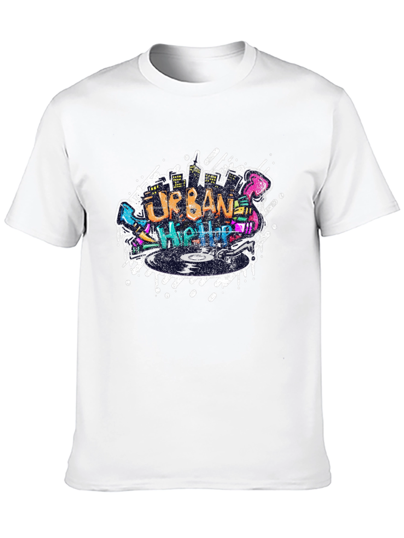 Urban Hip Hop Graphic Print Black T-Shirt