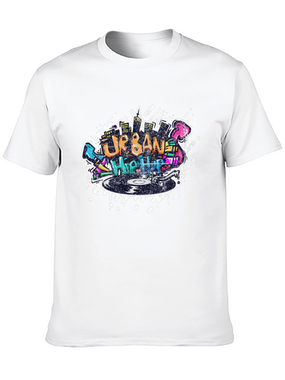 Urban Hip Hop Graphic Print Black T-Shirt