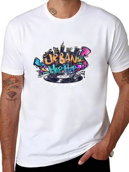 Urban Hip Hop Graphic Print Black T-Shirt
