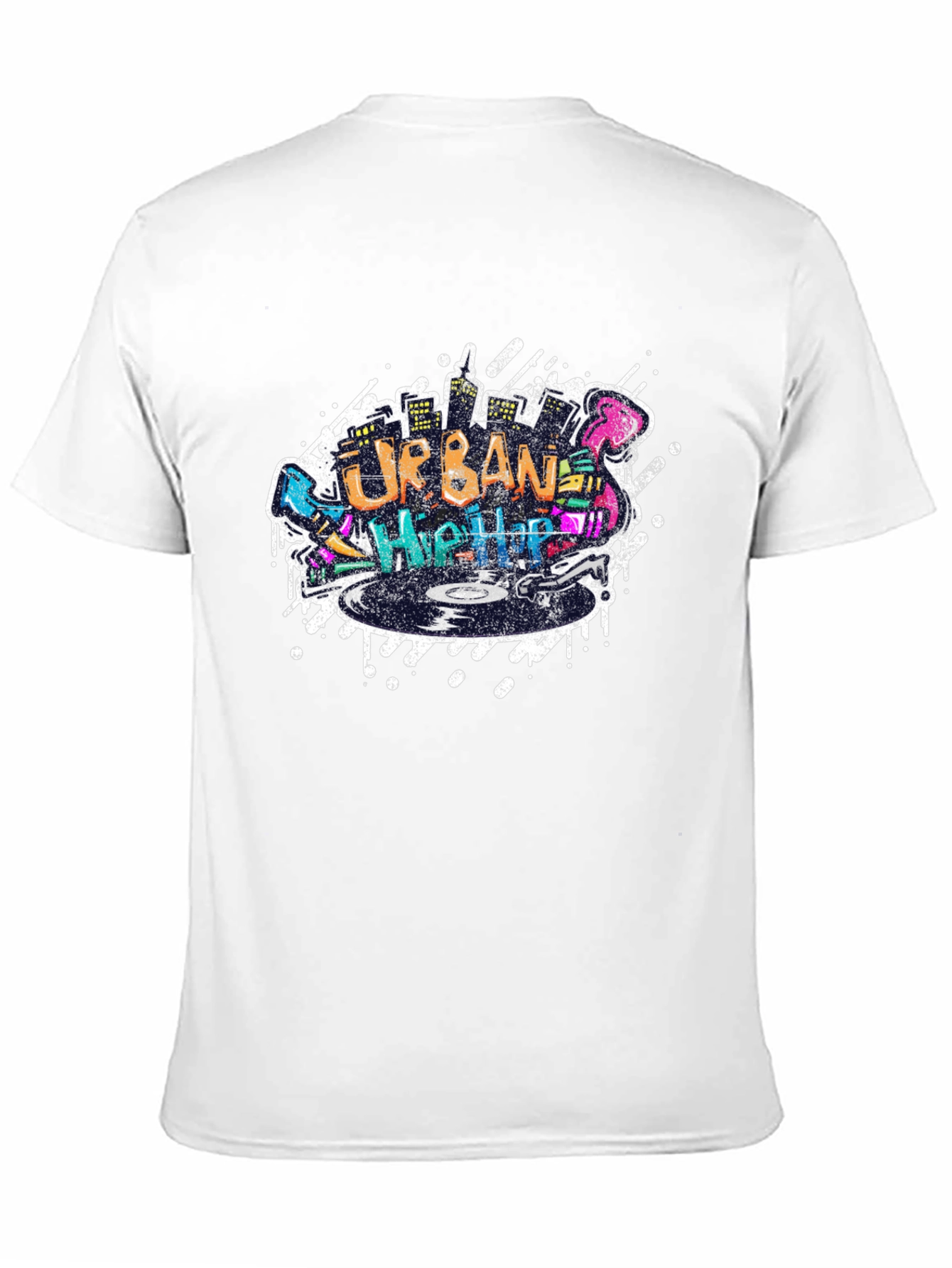Urban Hip Hop Graphic Print Black T-Shirt