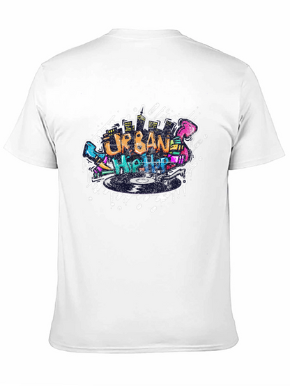 Urban Hip Hop Graphic Print Black T-Shirt