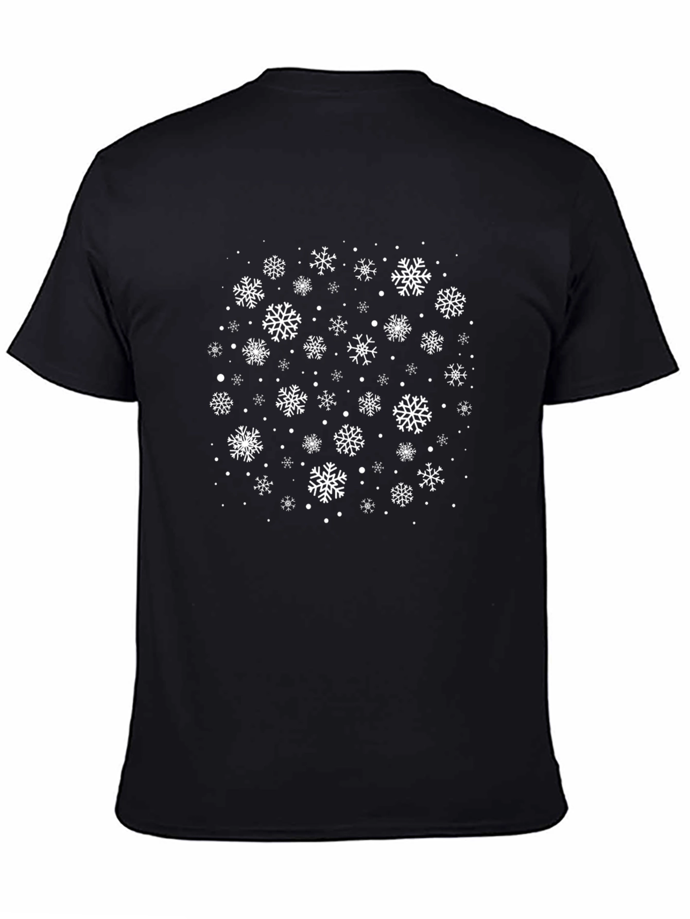 Snowflake Patterned Black T-Shirt