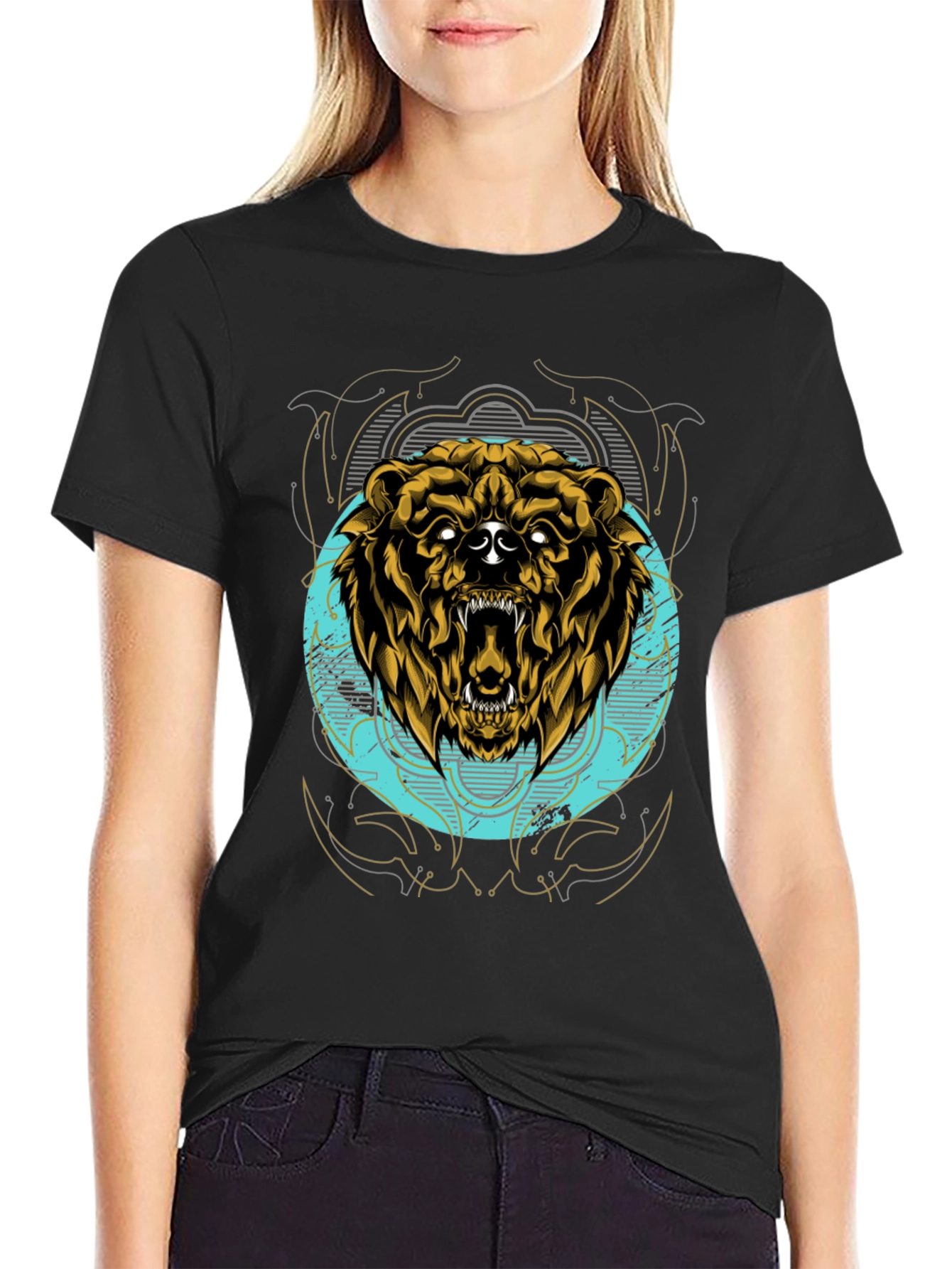 Grizzly Bear Graphic Tee - Mens Black T-Shirt