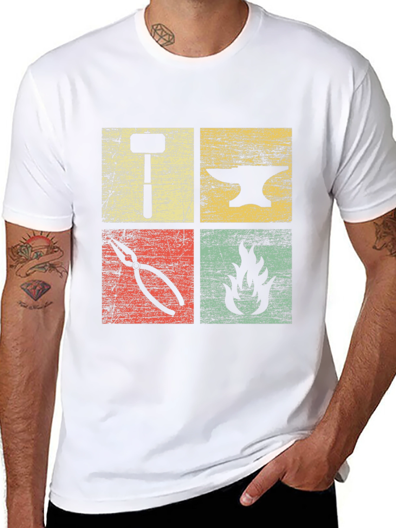 Blacksmith Forge T-Shirt | Hammer Anvil Fire Tongs