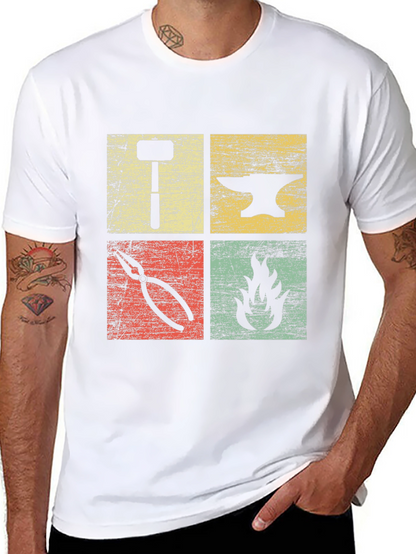 Blacksmith Forge T-Shirt | Hammer Anvil Fire Tongs