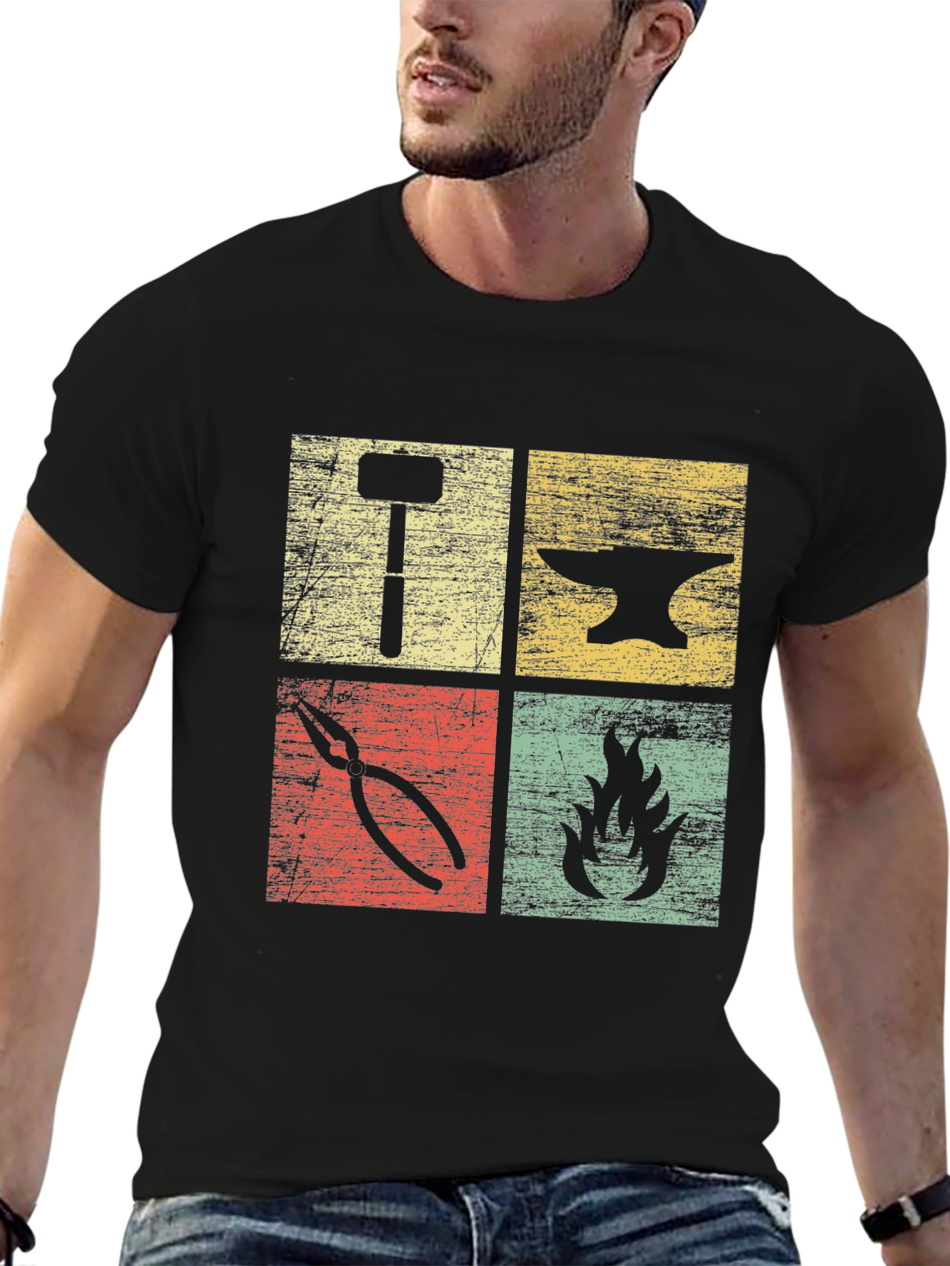 Blacksmith Forge T-Shirt | Hammer Anvil Fire Tongs