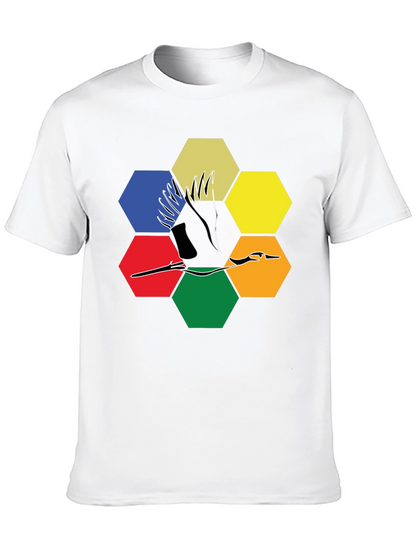 Abstract Crane Hexagon T-Shirt - Modern Graphic Tee