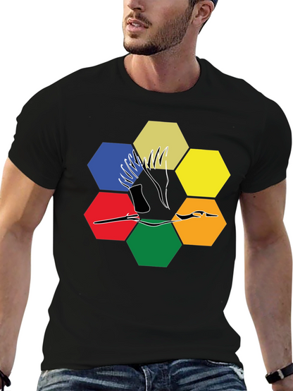 Abstract Crane Hexagon T-Shirt - Modern Graphic Tee