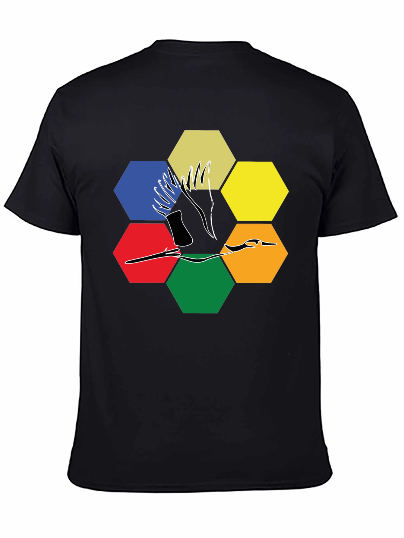 Abstract Crane Hexagon T-Shirt - Modern Graphic Tee