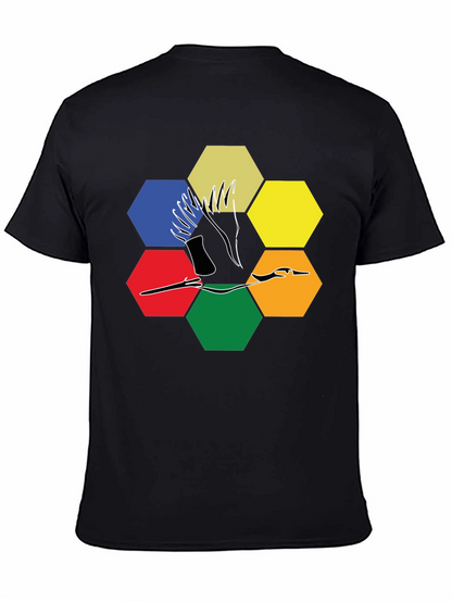 Abstract Crane Hexagon T-Shirt - Modern Graphic Tee