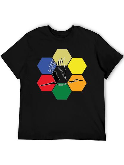 Abstract Crane Hexagon T-Shirt - Modern Graphic Tee