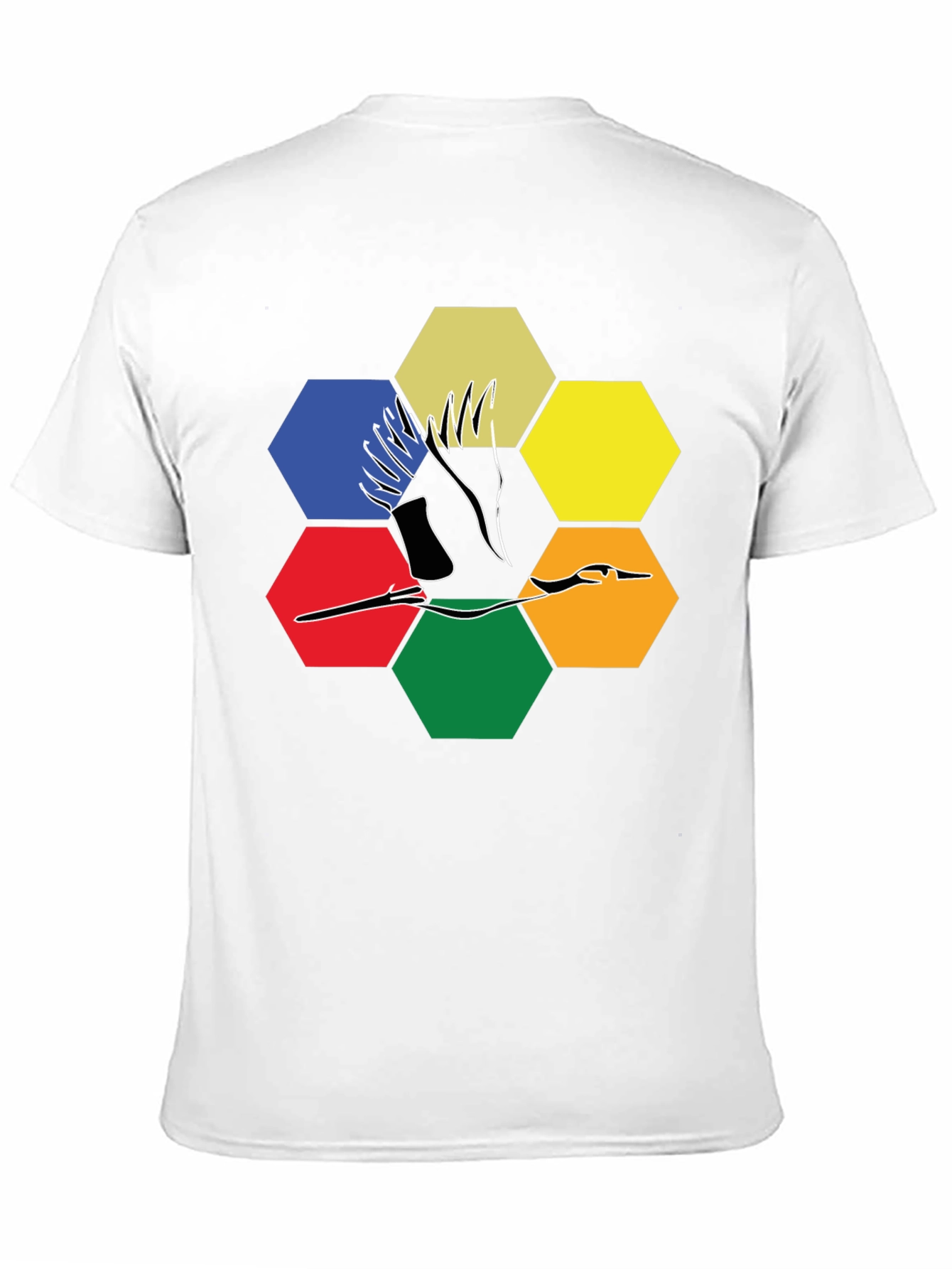Abstract Crane Hexagon T-Shirt - Modern Graphic Tee