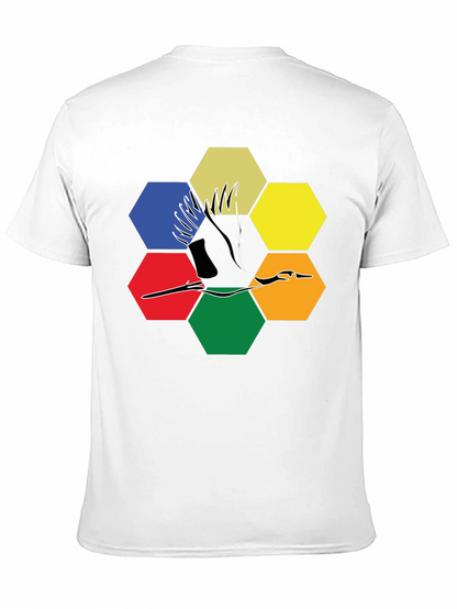 Abstract Crane Hexagon T-Shirt - Modern Graphic Tee