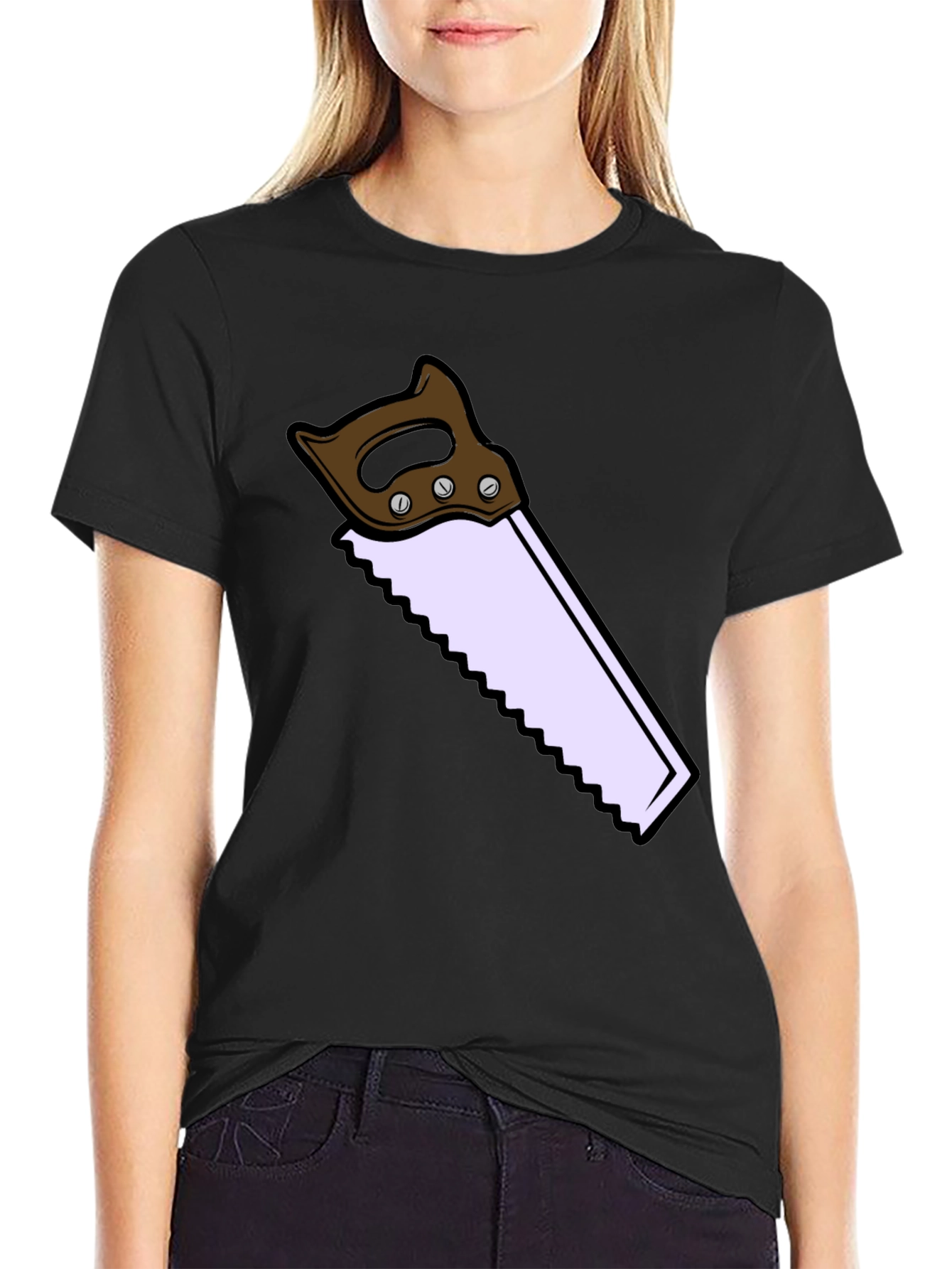 Novelty Saw Graphic T-Shirt - Black
