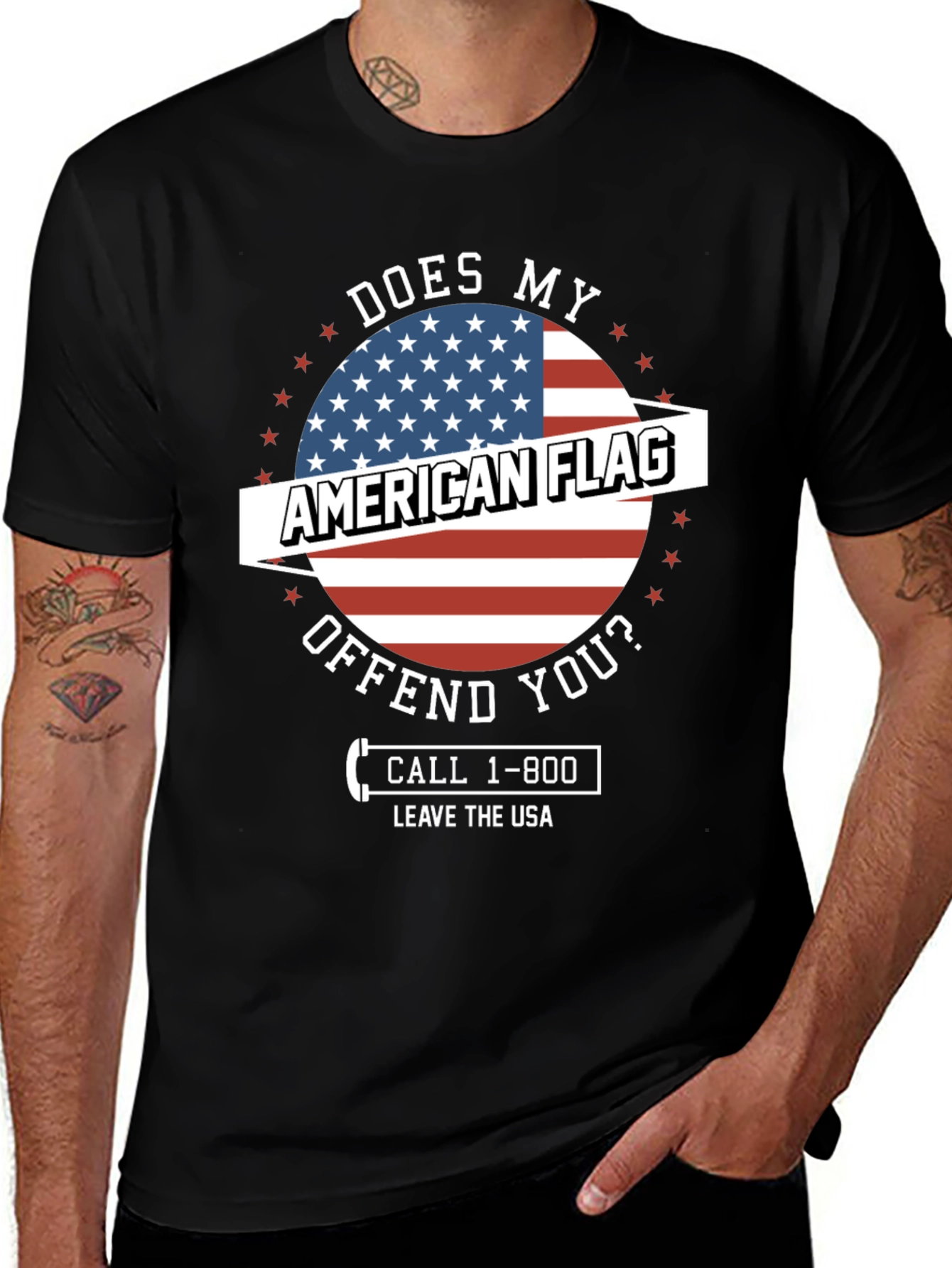 American Flag Graphic Tee - Patriotic Humor T-Shirt