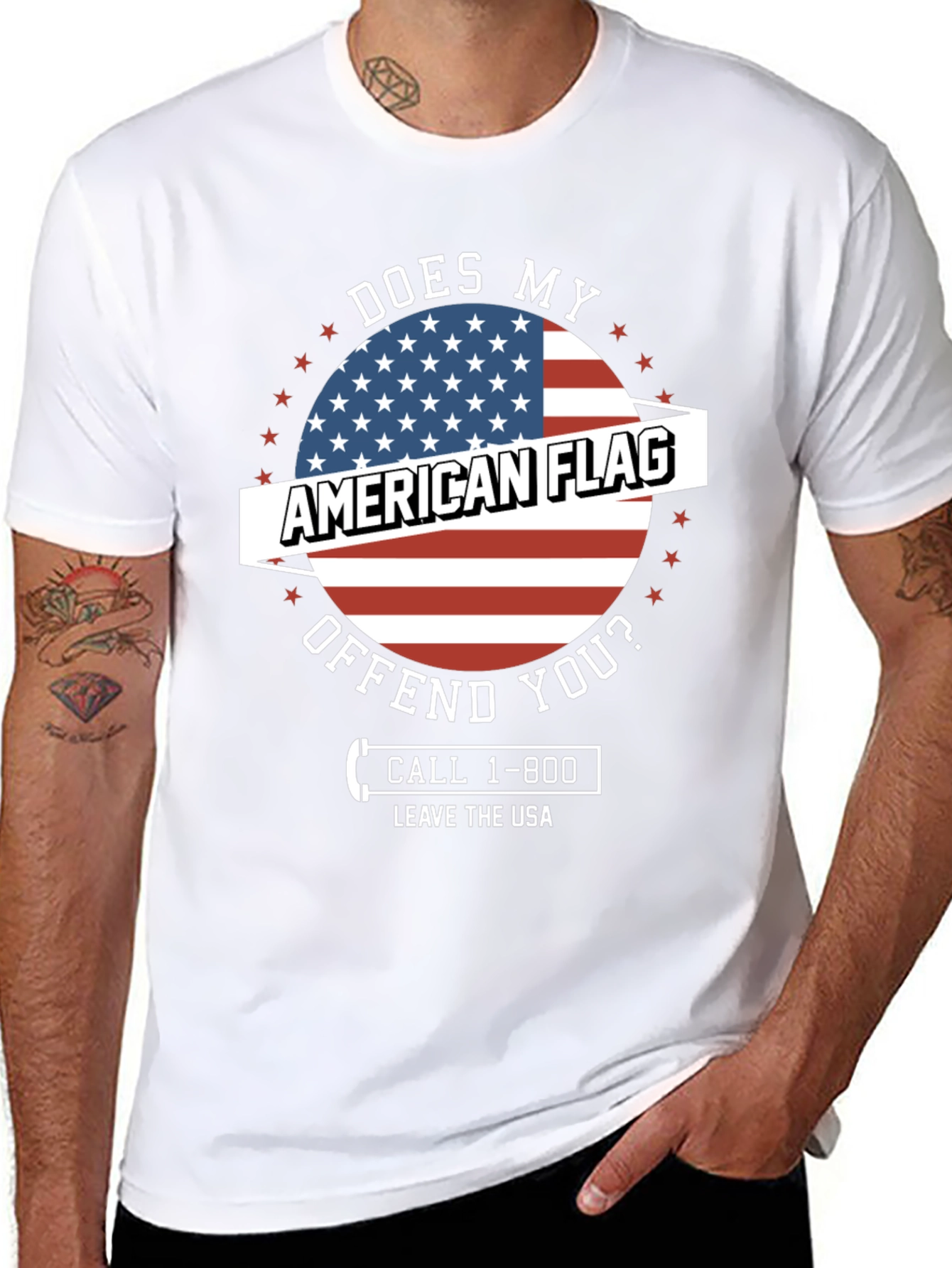 American Flag Graphic Tee - Patriotic Humor T-Shirt