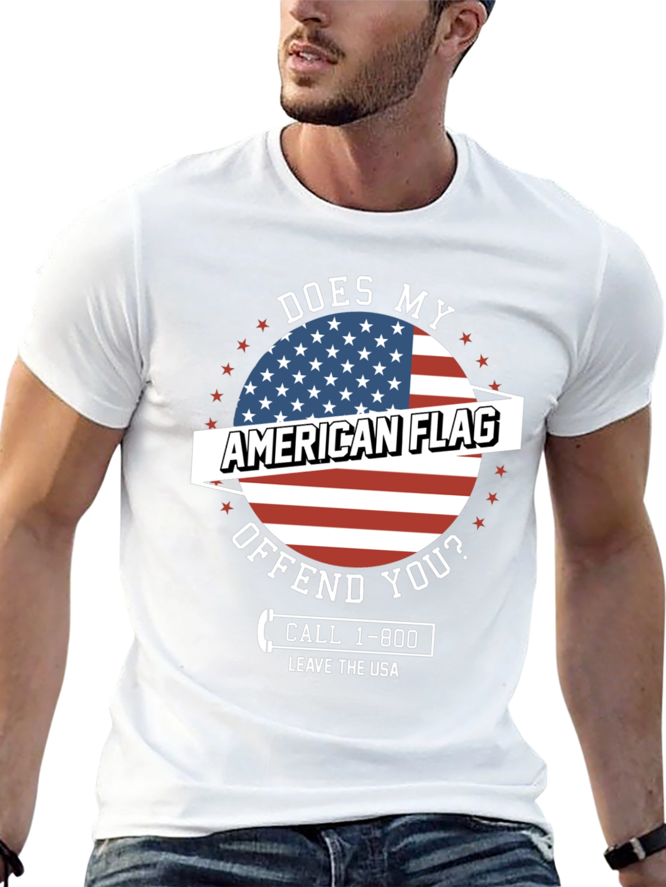 American Flag Graphic Tee - Patriotic Humor T-Shirt
