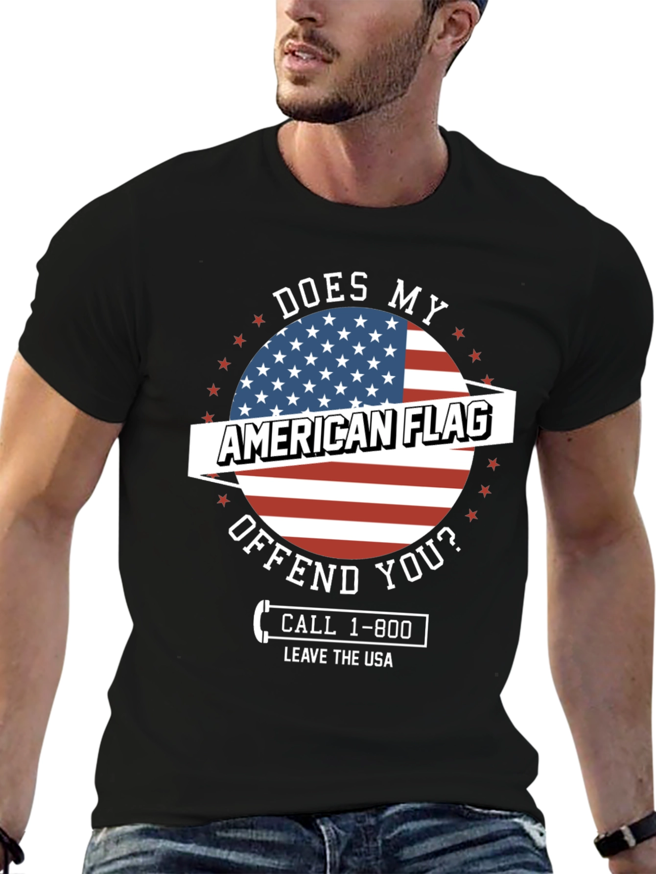 American Flag Graphic Tee - Patriotic Humor T-Shirt