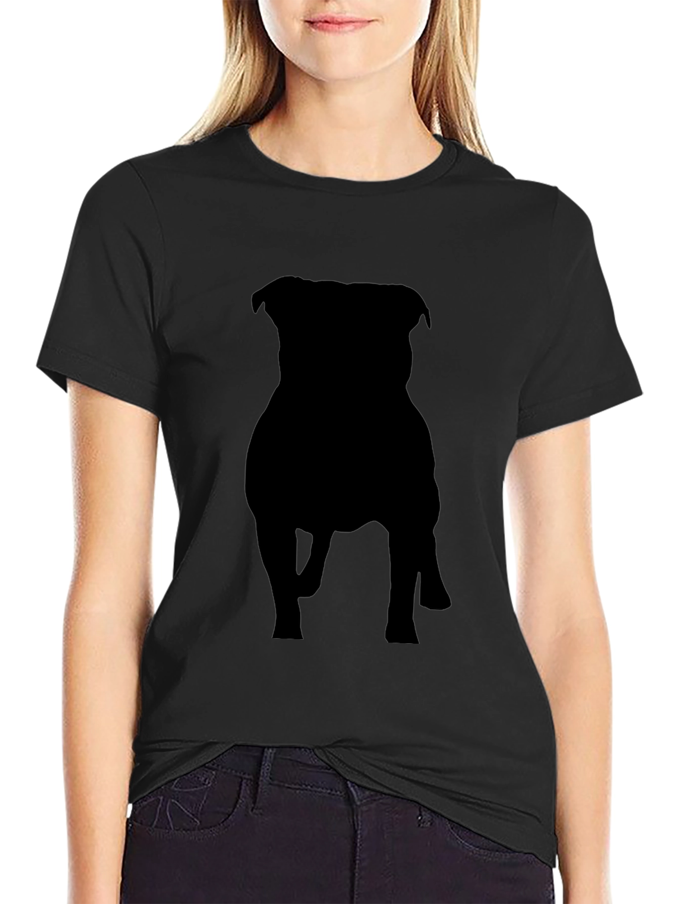 Black Dog Silhouette Graphic Tee - Casual Style