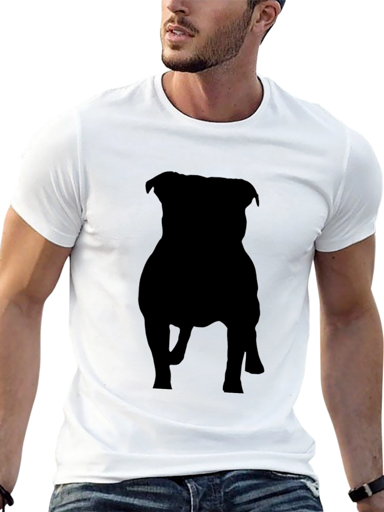 Black Dog Silhouette Graphic Tee - Casual Style