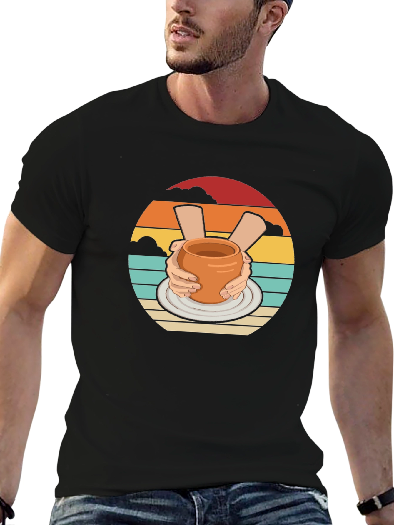 Pottery Hands Black Graphic T-Shirt