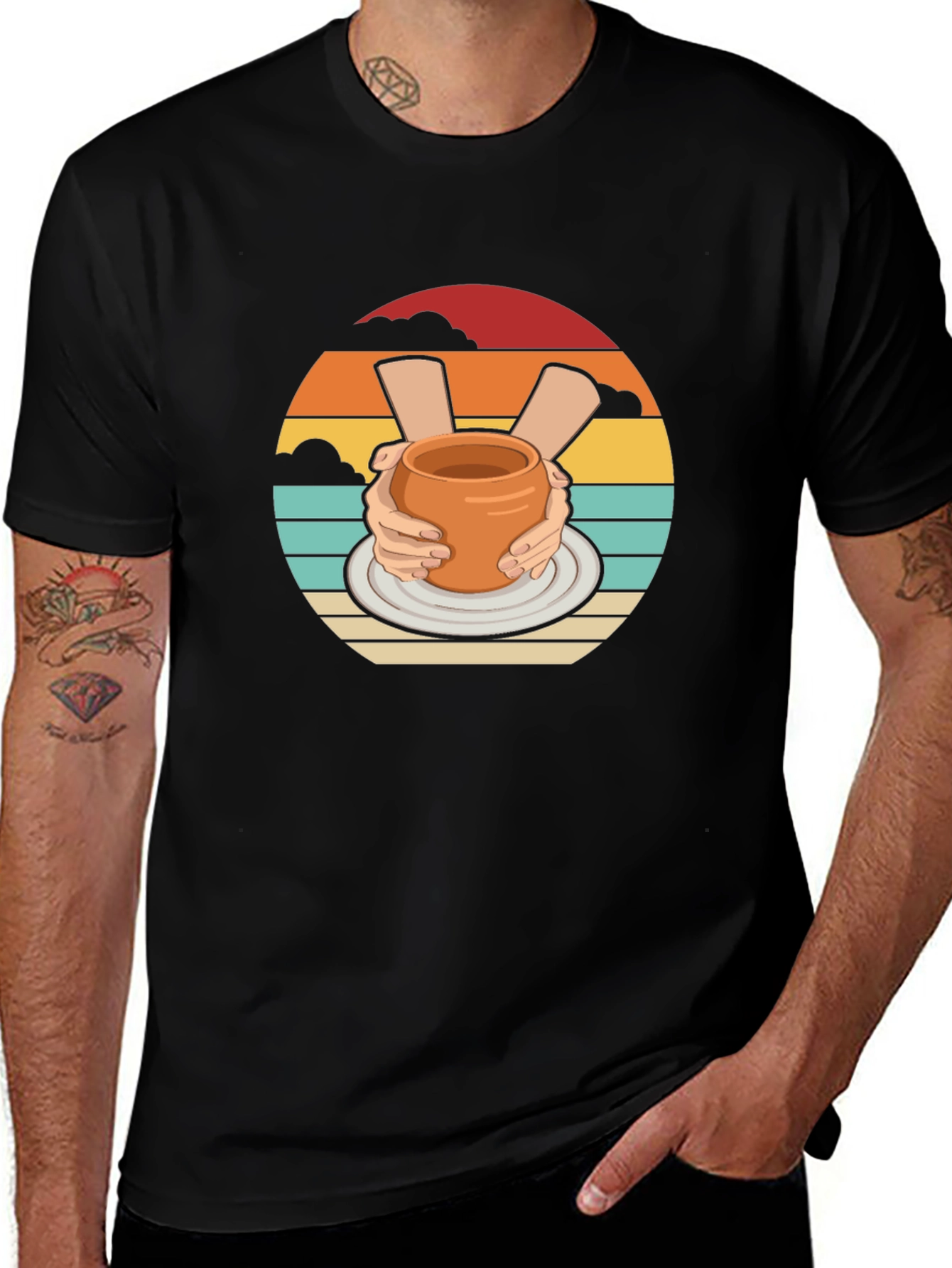Pottery Hands Black Graphic T-Shirt