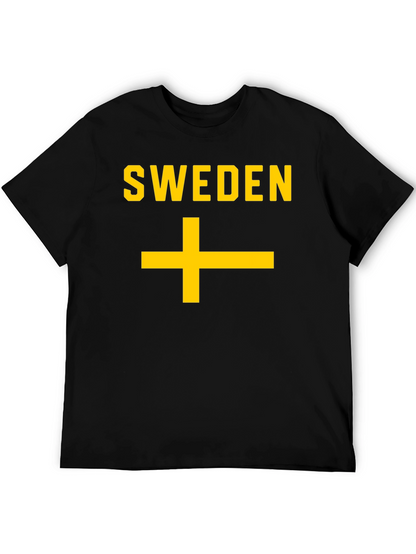 Sweden Flag T-Shirt - Black Cotton Tee