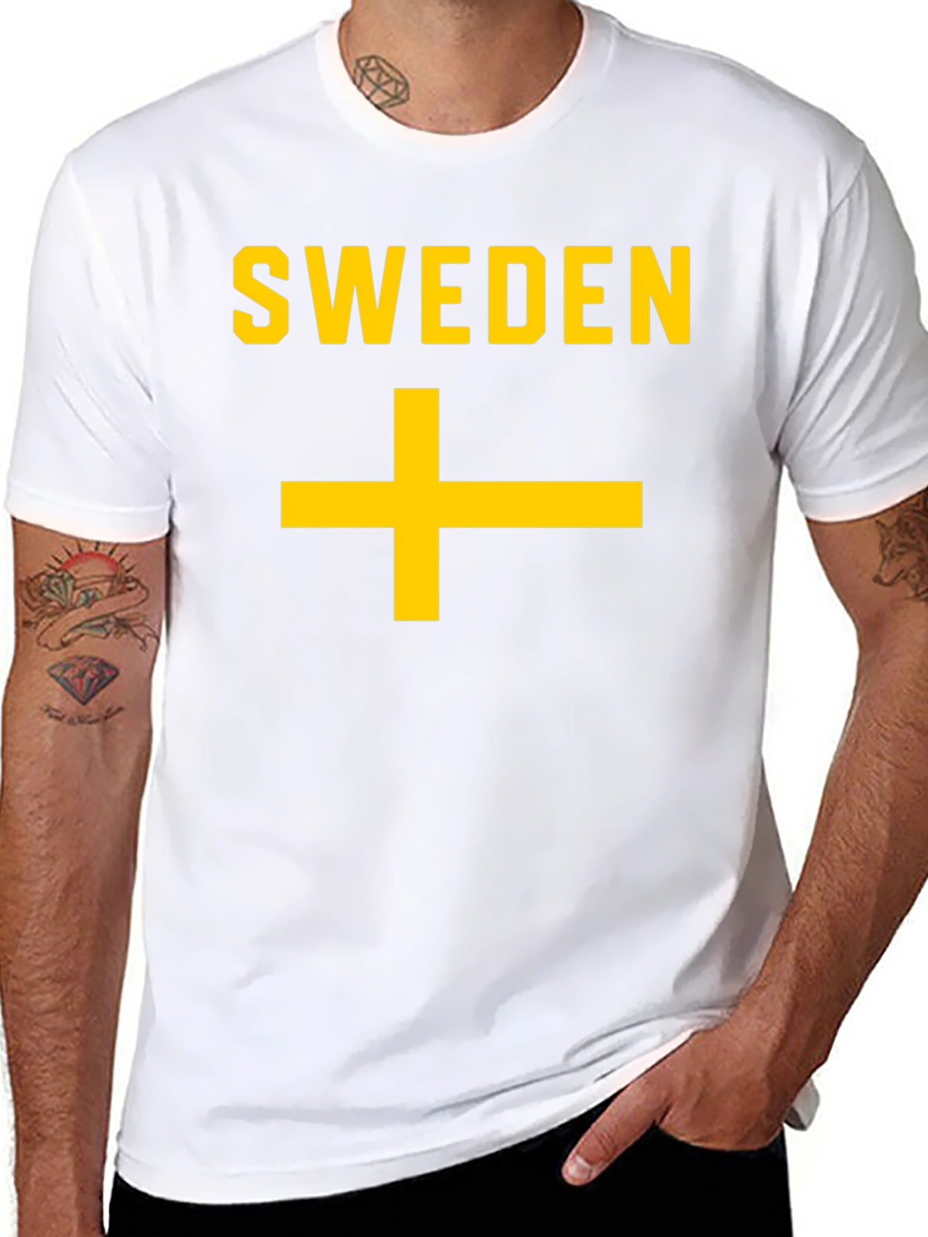 Sweden Flag T-Shirt - Black Cotton Tee
