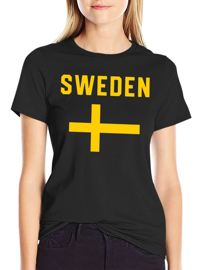 Sweden Flag T-Shirt - Black Cotton Tee