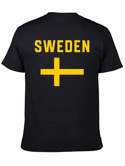 Sweden Flag T-Shirt - Black Cotton Tee