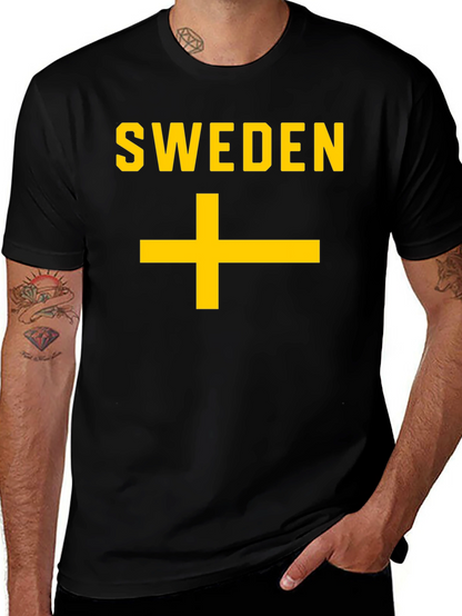 Sweden Flag T-Shirt - Black Cotton Tee