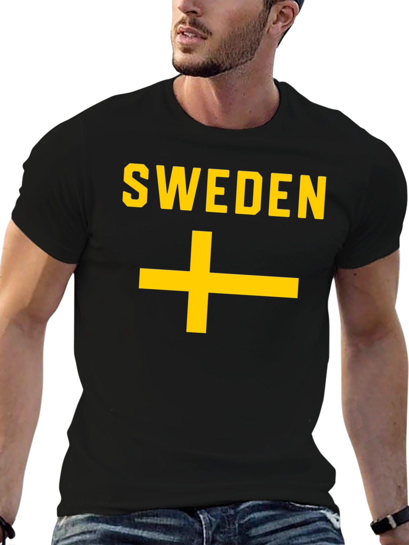 Sweden Flag T-Shirt - Black Cotton Tee