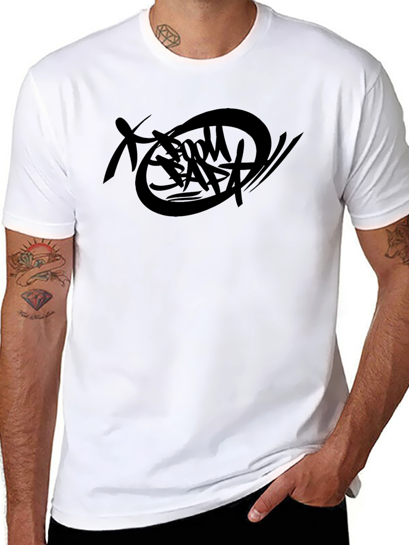 Black T-Shirt with Abstract Graphic Design