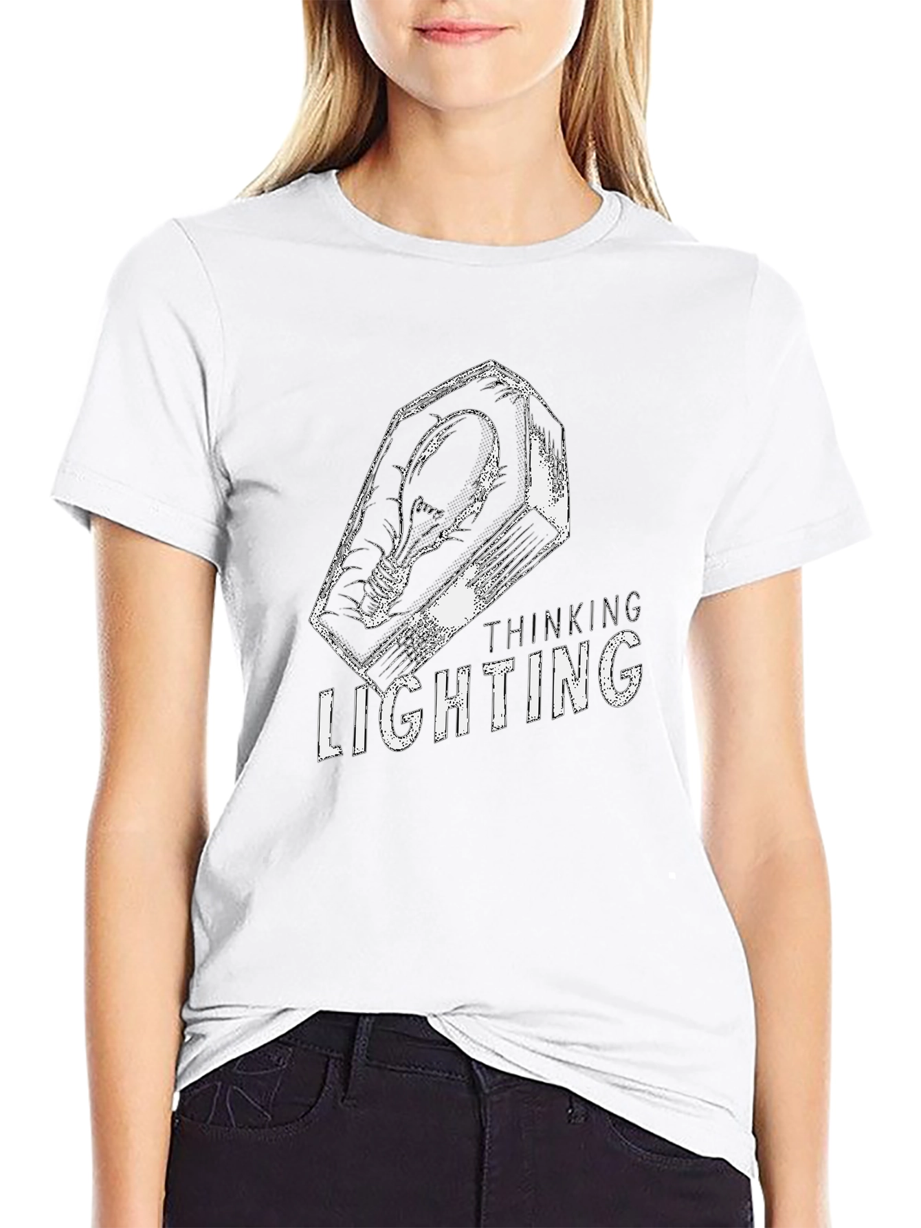 Thinking Lighting Graphic T-Shirt - Black