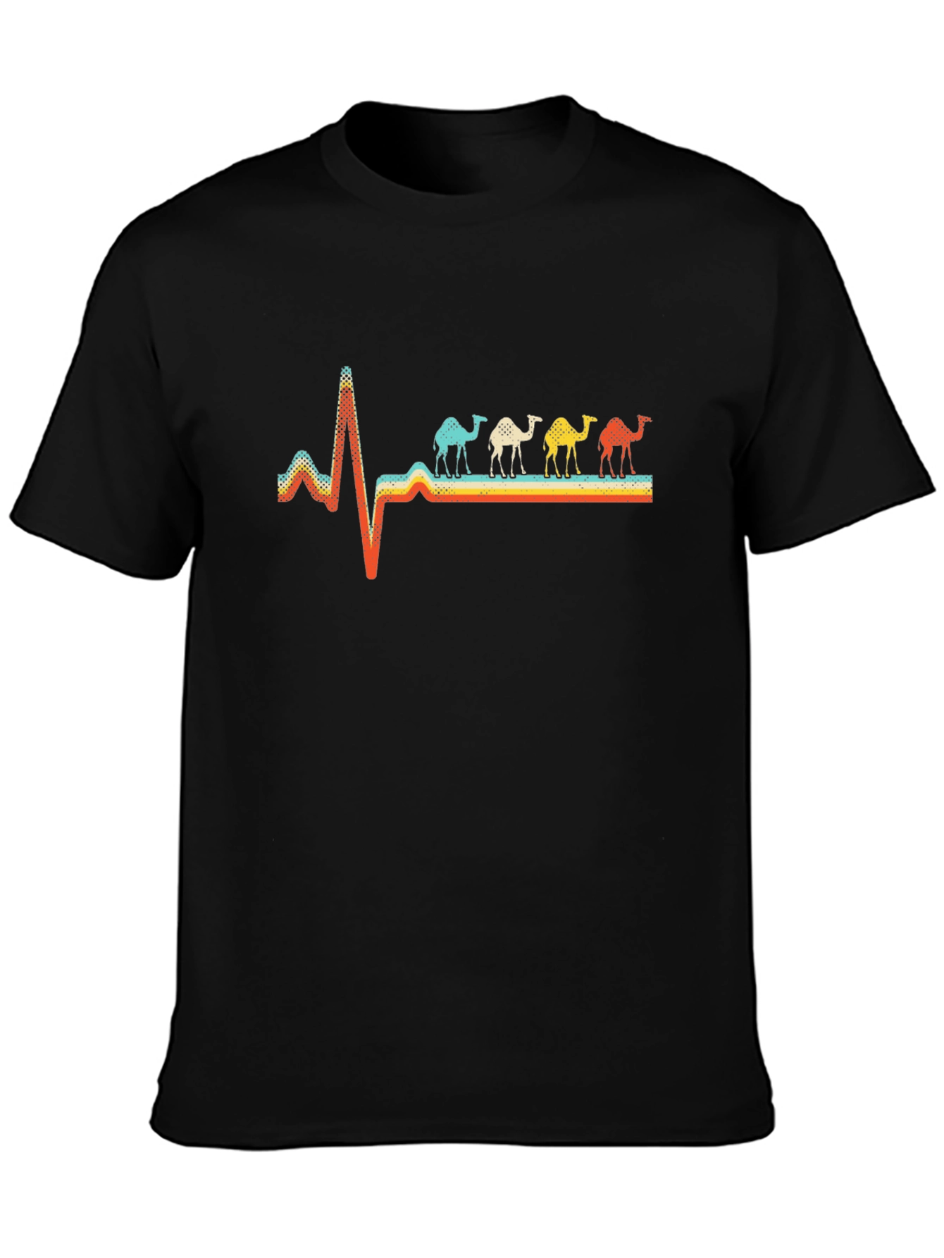 Camel Heartbeat Graphic Tee - Stylish Black T-Shirt