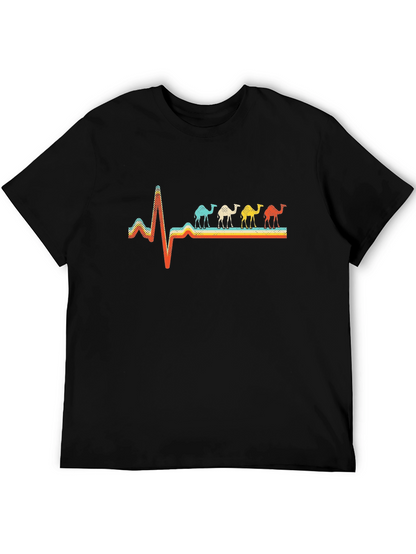 Camel Heartbeat Graphic Tee - Stylish Black T-Shirt