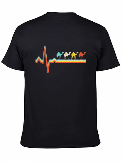 Camel Heartbeat Graphic Tee - Stylish Black T-Shirt