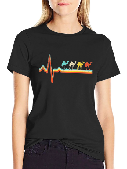 Camel Heartbeat Graphic Tee - Stylish Black T-Shirt