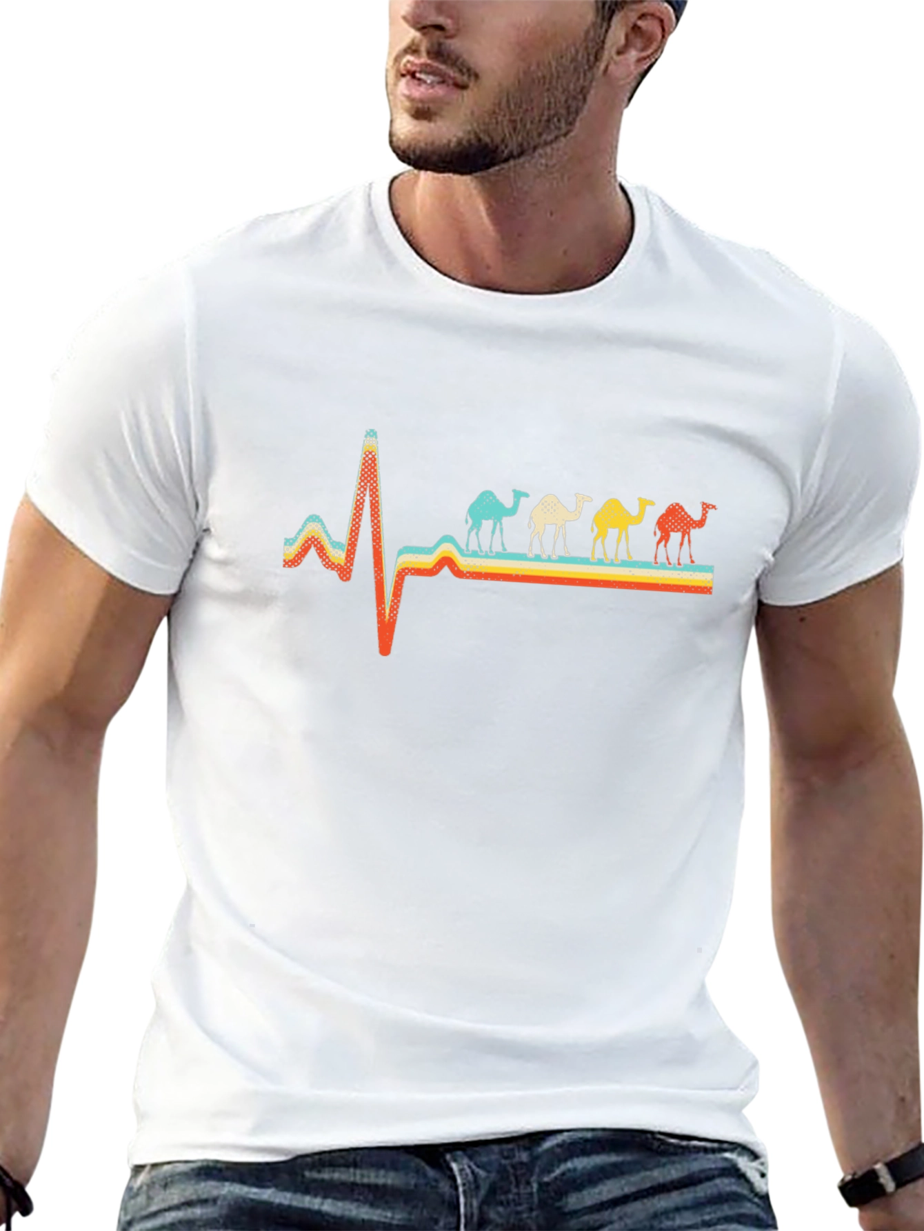 Camel Heartbeat Graphic Tee - Stylish Black T-Shirt