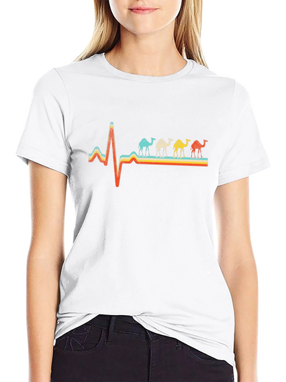 Camel Heartbeat Graphic Tee - Stylish Black T-Shirt